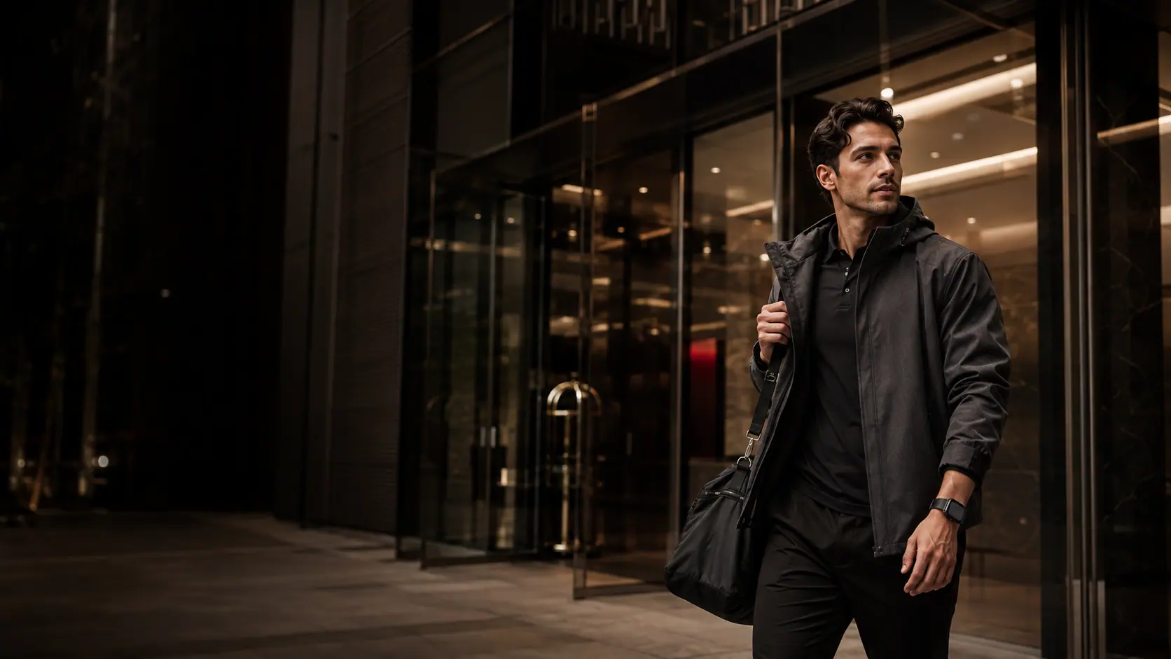 Aolon wearer moving through the city